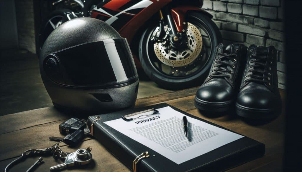 Motorcycle gear, privacy document and pen