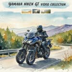 Watercolor of man riding Yamaha Niken GT with title: Yamaha Niken GT Video Collection
